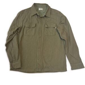 Hurley Olive Green Twill Overshirt Shacket Men’s M Button-Up Grunge
